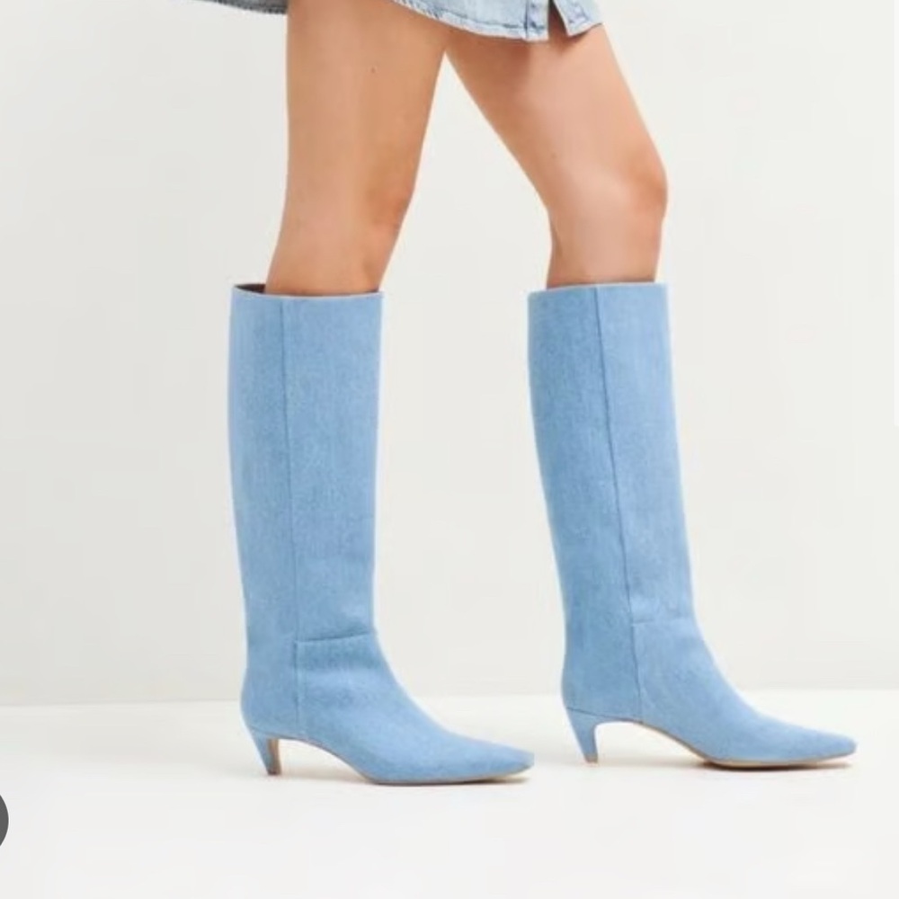 Reformation Remy Light Denim Tall Boots